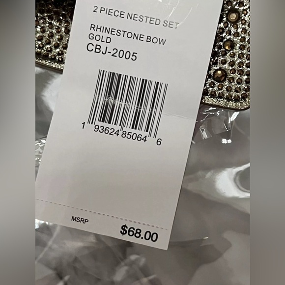 “Betsey Johnson” Gold Tone Clear Set (2) Cute Bow Glitter Makeup Set NWT - Picture 3 of 6